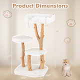 Fluffy Cat Tree 3 Tier with Square Top White