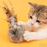Rabbit Fur Ball with Feathers Cat Toy Bulk