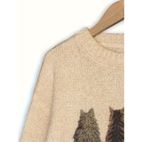 Four Cats in a Row Beige Sweater