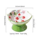 Elevated Strawberry Ceramic Slow Feeder Cat Bowl