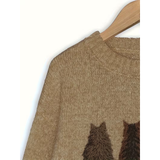 Four Cats in a Row Brown Sweater