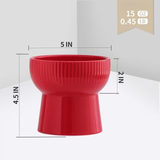 Cat Face Elevated Ceramic Pet Bowl Red