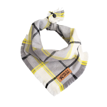 Chartreuse White Plaid Flannel Tie On Bandana