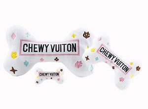 Haute Diggity White Chewy Vuiton Bone Toy