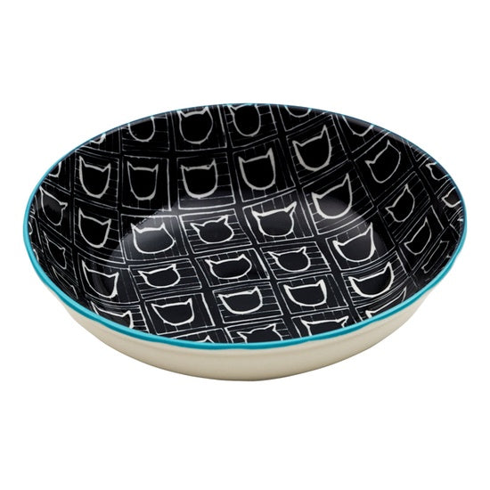 Ore Bowl Ceramic Avalon Cat Pattern Black