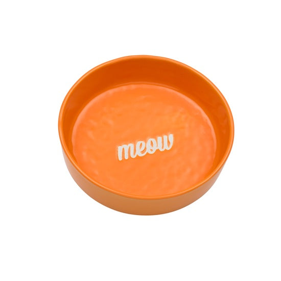 Ore Bowl Ceramic Etched Meow Orange