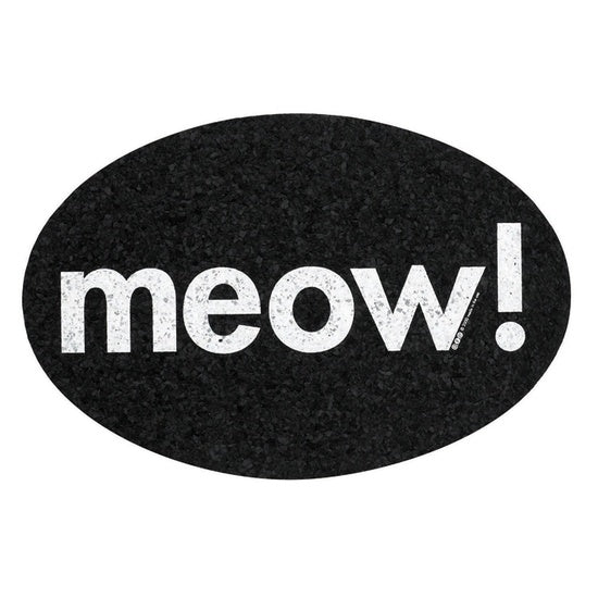 Ore PetMat Recycl Rubber Oval Meow Black