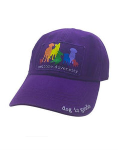 Dog is Good Hat Welcome Diversity Purple