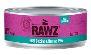 Rawz Cat Cans 96% Chicken Herring Pate 5.5oz