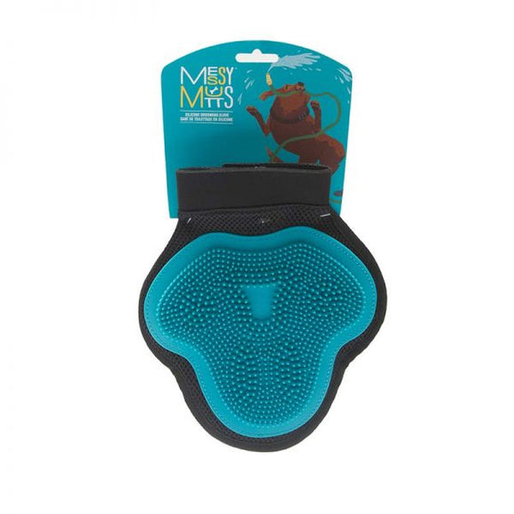 Messy Mutts Silicone Grooming Glove Blue LG