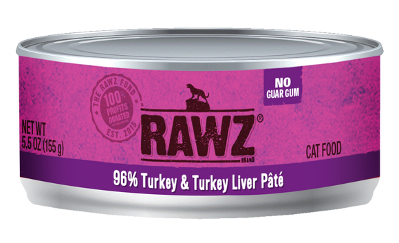 Rawz Cat Cans 96% Turkey & Liver 5.5oz