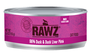 Rawz Cat Cans 96% Duck & Duck Liver Pate 5.5oz
