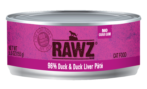 Rawz Cat Cans 96% Duck & Duck Liver Pate 5.5oz