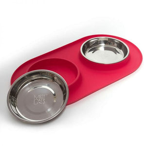 Messy Cats Double Silicone Bowl Red