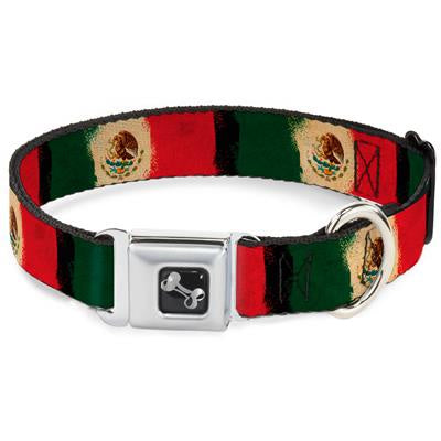 Buckle Down Collar Bone Mexico Flag Distressed Large