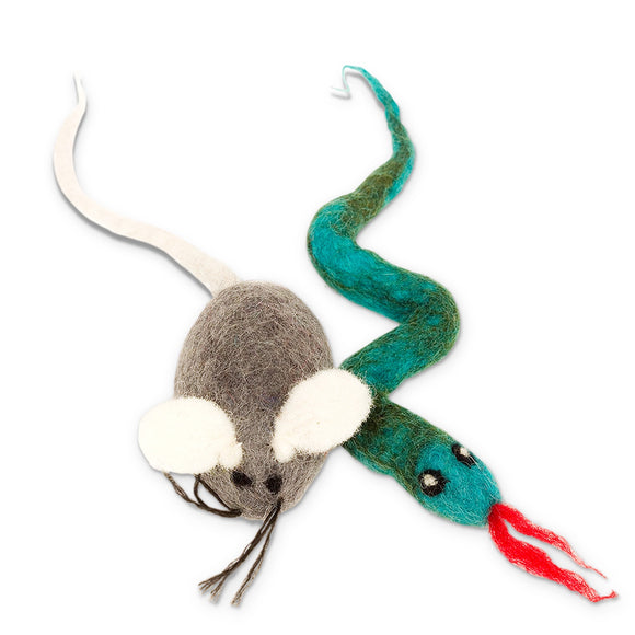 DDKC Snake Mouse Wool Cat Toy 2 Pack