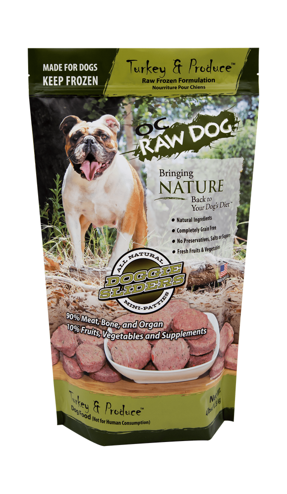 OC Raw Dog Turkey Produce Sliders 4lb
