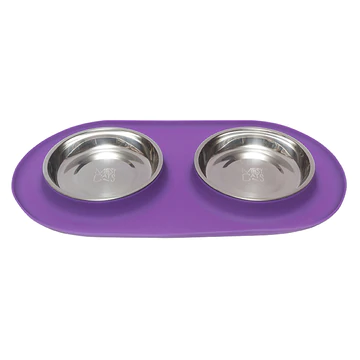 Messy Cats Double Silicone Bowl Purple