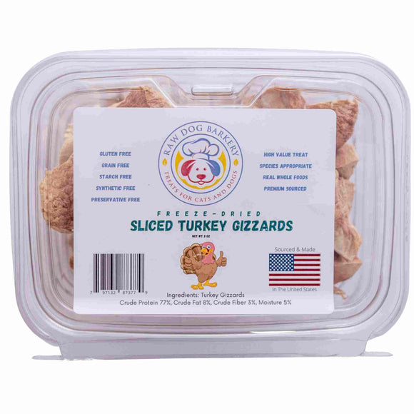 Raw Dog Barkery Sliced Turkey Gizzards 3oz*