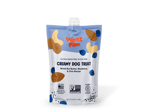 West Paw Creamy Dog Treat Nut Butter & Blueberry 6.2oz