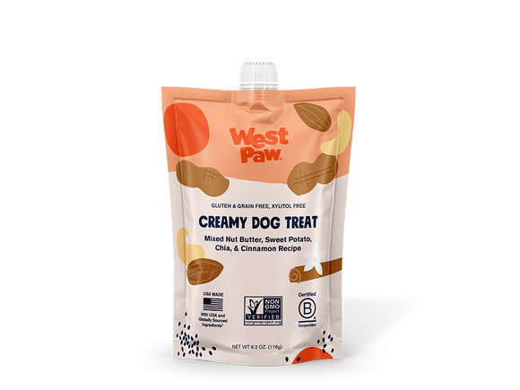 West Paw Creamy Dog Treat Nut Butter Sweet Potato & Chia Seeds 6.2oz