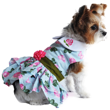 Doggie Design Pink Rose Harness Dress w/Lead*