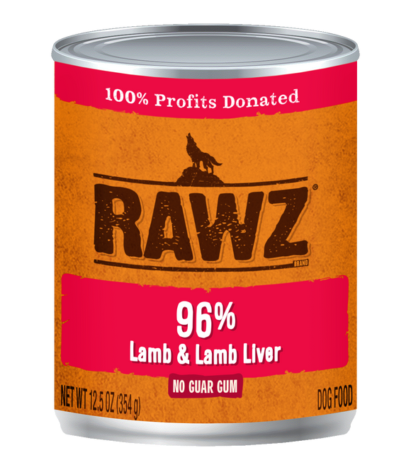 Rawz K9 Cans 96% Lamb & Liver 12.5oz
