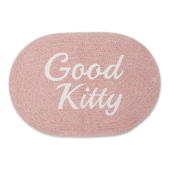 Good Kitty Oval Pet Mat Pink