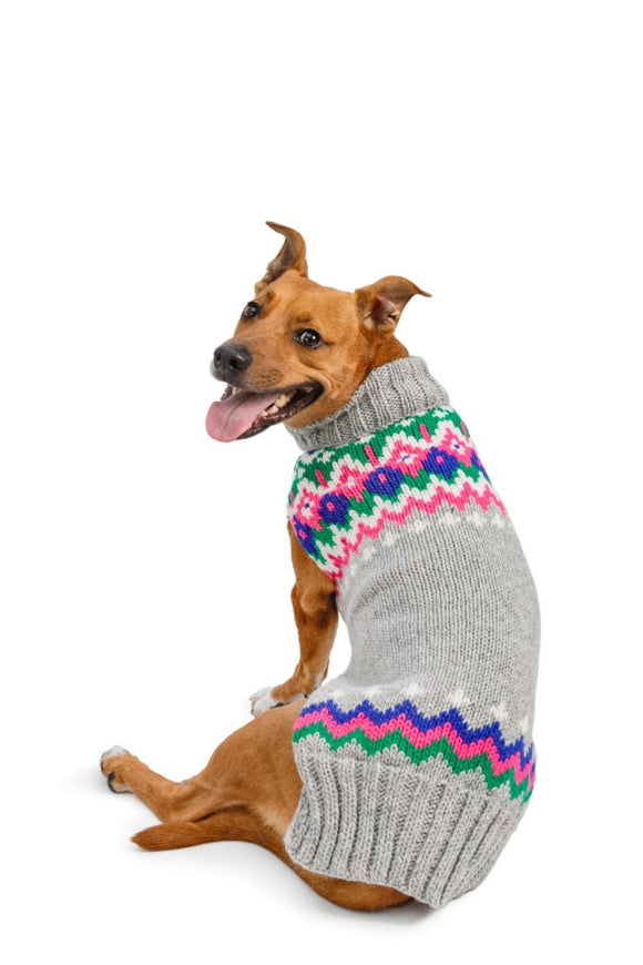 Chilly Dog Light Grey Fairisle Sweater