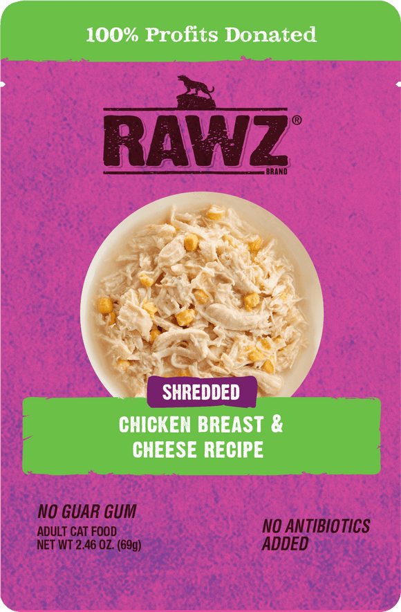 Rawz Cat Shredded Chicken  Cheese 2.46oz Pouch*
