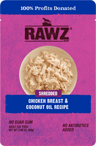 Rawz Cat Shredded Chicken Coconut Green Mussels 2.46oz Pouch