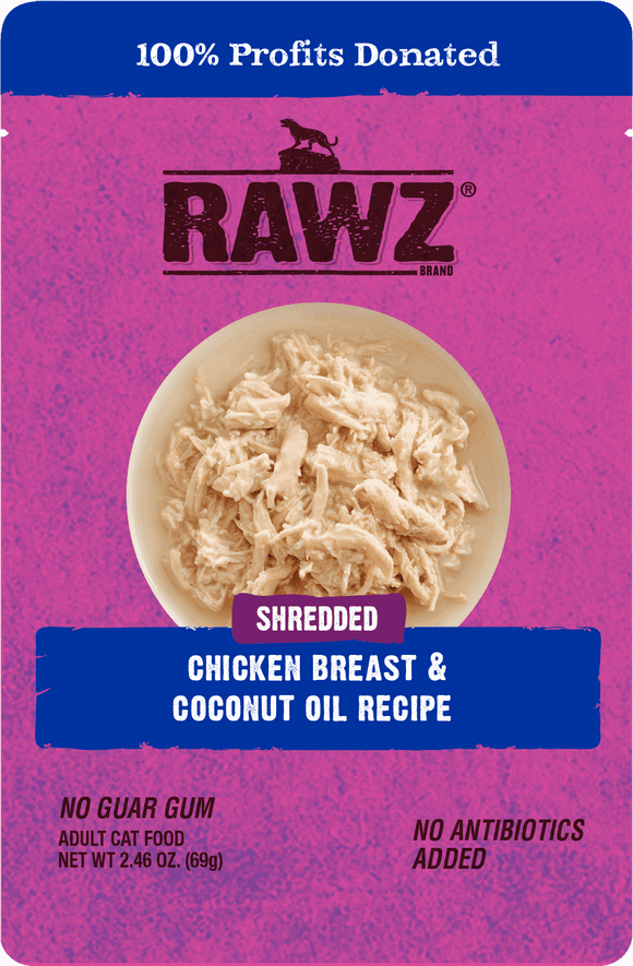 Rawz Cat Shredded Chicken Coconut Green Mussels 2.46oz Pouch