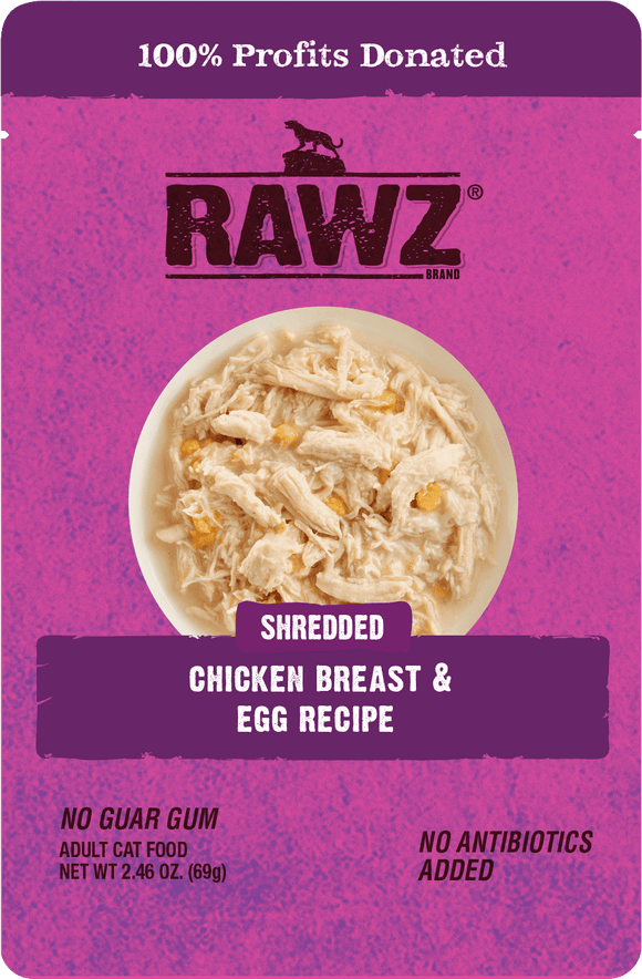 Rawz Cat Shredded Chicken  Egg 2.46oz Pouch