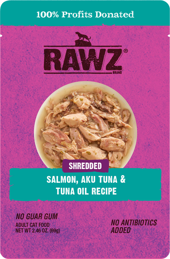 Rawz Cat Shredded Salmon Tuna 2.46oz Pouch