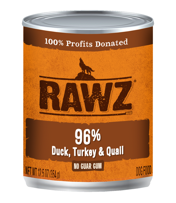 Rawz K9 Cans 96% Duck Turkey & Quail 12.5oz