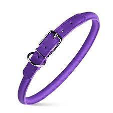 Dogline Soft Round Leather Collar Purple