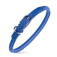 Dogline Soft Round Leather Collar Royal Blue