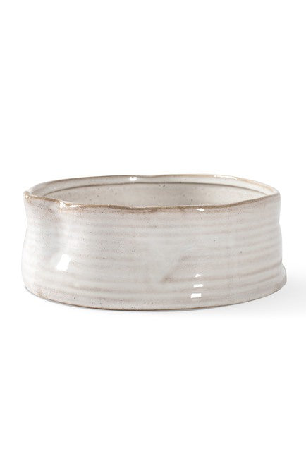 Fringe Ribbed White Stoneware Bowl Medium