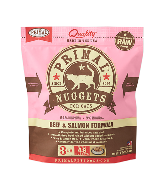 Primal Raw Beef Salmon Nugget Cat 3lb