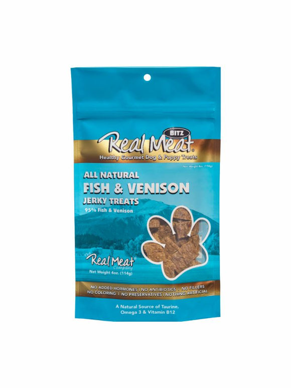 Real Meat Dog Jerky Fish Venison 4oz