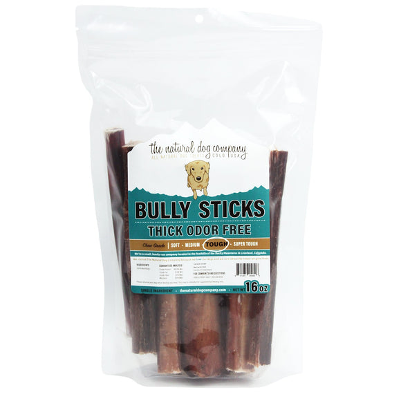 Natural Dog 6in Thick Bully Stick Odor Free 16oz