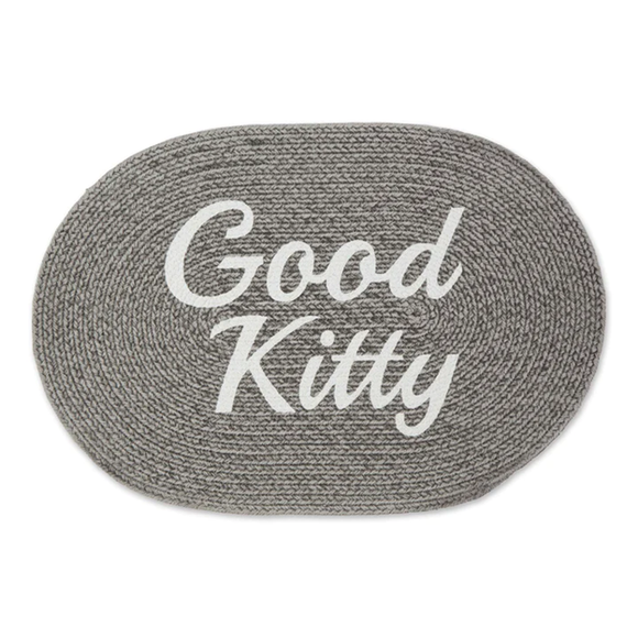 Good Kitty Oval Pet Mat Gray