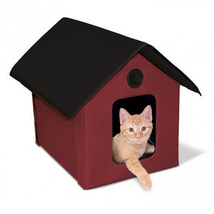 K&H Outdoor Kitty House Heated 20W Red Black 18"x22