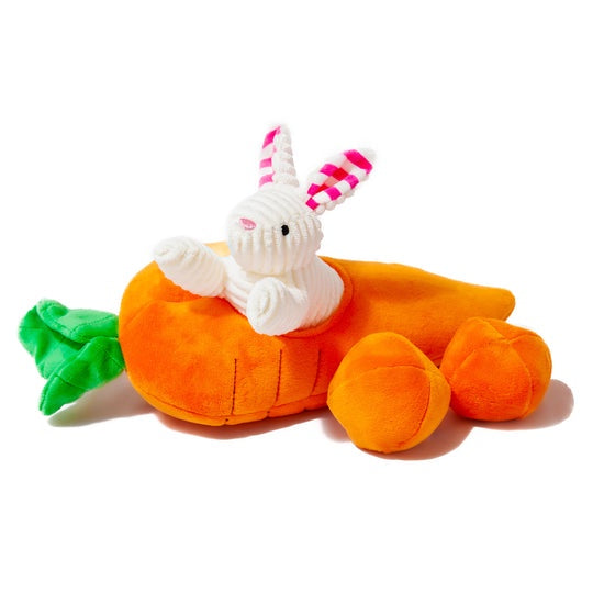 Midlee Hide A Toy Carrot With Balls & Rabbit Easter Dog Toy